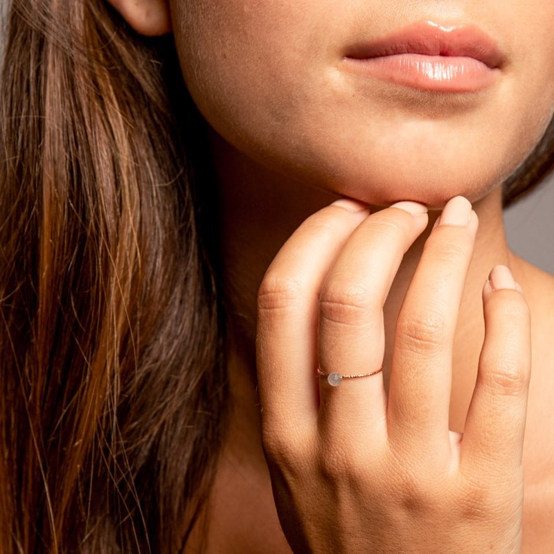 Bague Argent Perle Naturelle Fixe Pierre De Lune Blanche