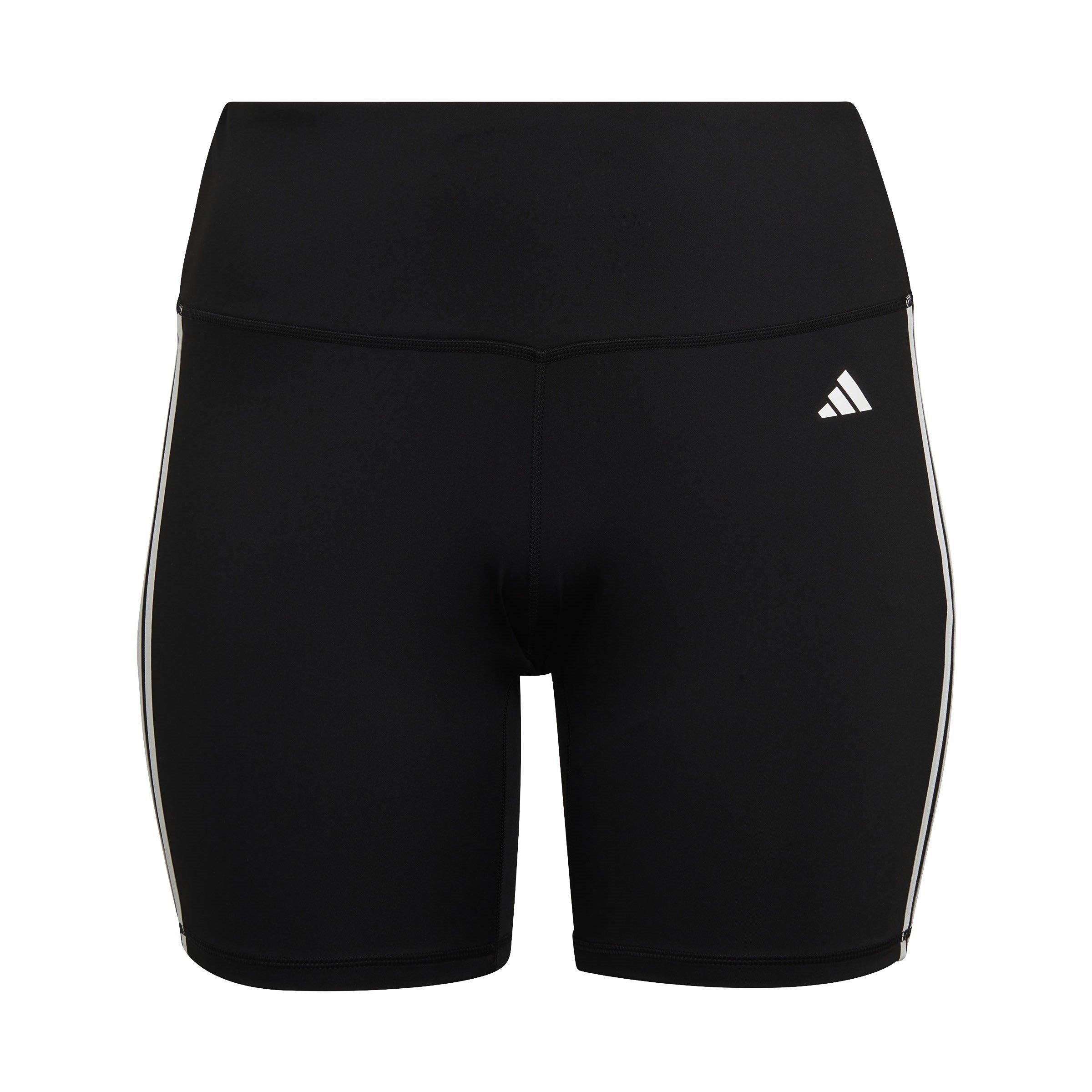 adidas Training Essentials 3 Stripes High Waisted Short Leggings (Plus Size) Womens