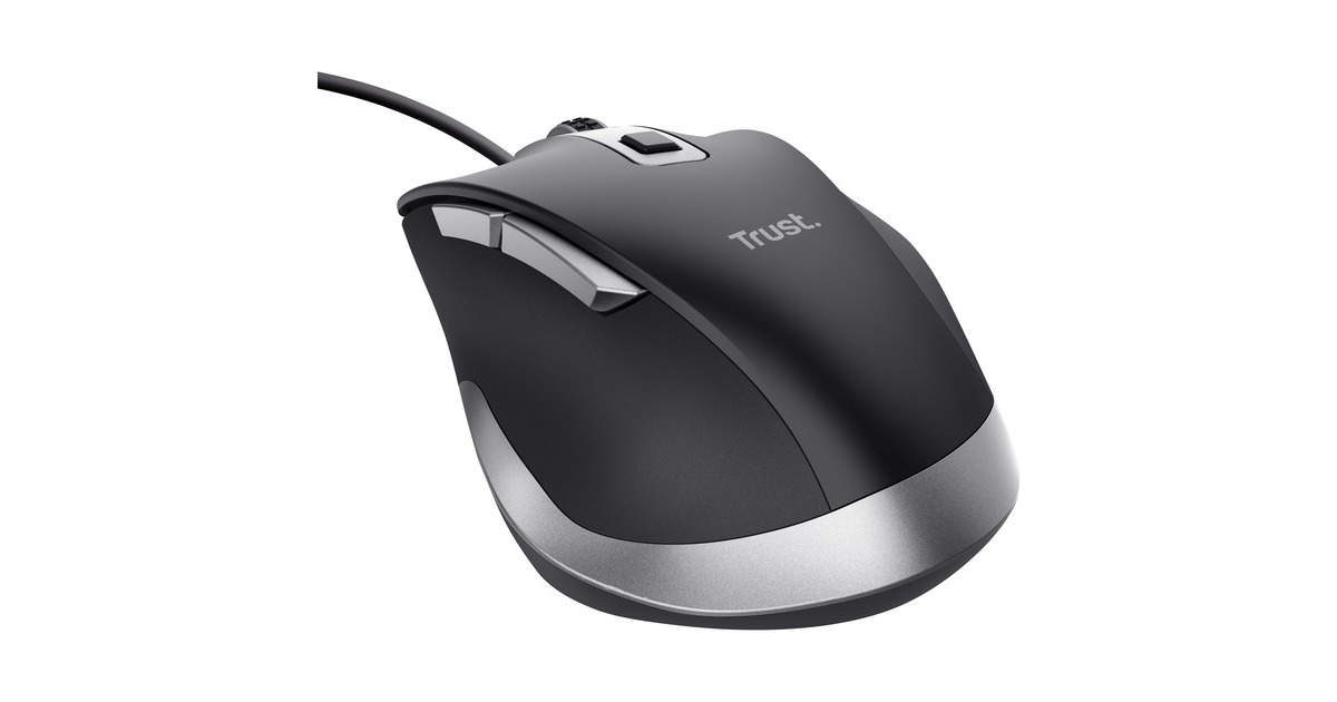 TrustFyda Bedrade muis  (Zwart/grijs, 600 - 5000 DPI)