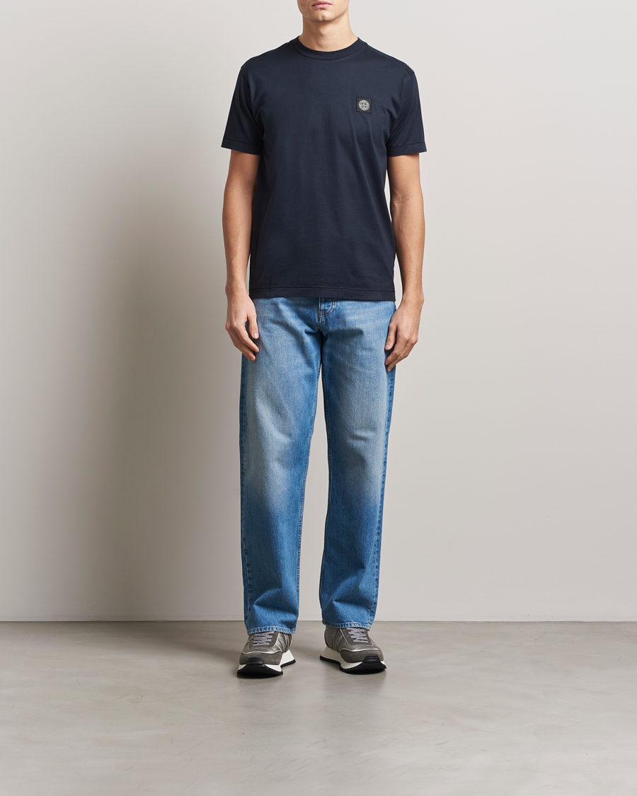 Stone Island Garment Dyed Cotton Jersey T-Shirt Navy Blue