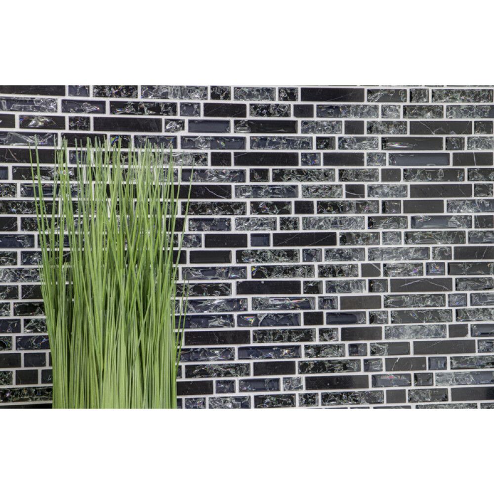 MOSAIKK INTERLOCK CRYSTAL/STONE MIX BLACK XIC V1328
