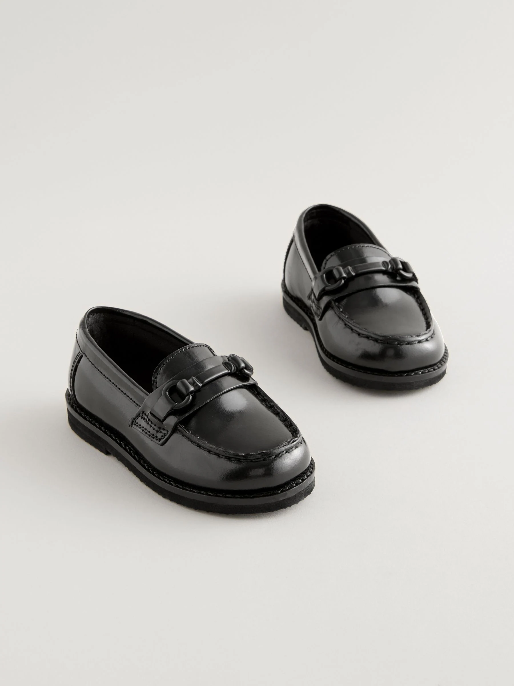 Zwart - Leren loafers met zadel