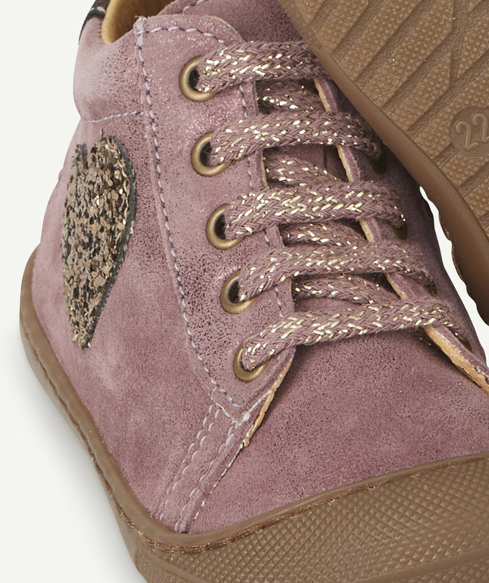 BOPYBOTTINES PREMIER PAS BÉBÉ EN CUIR MAUVE BRILLANT