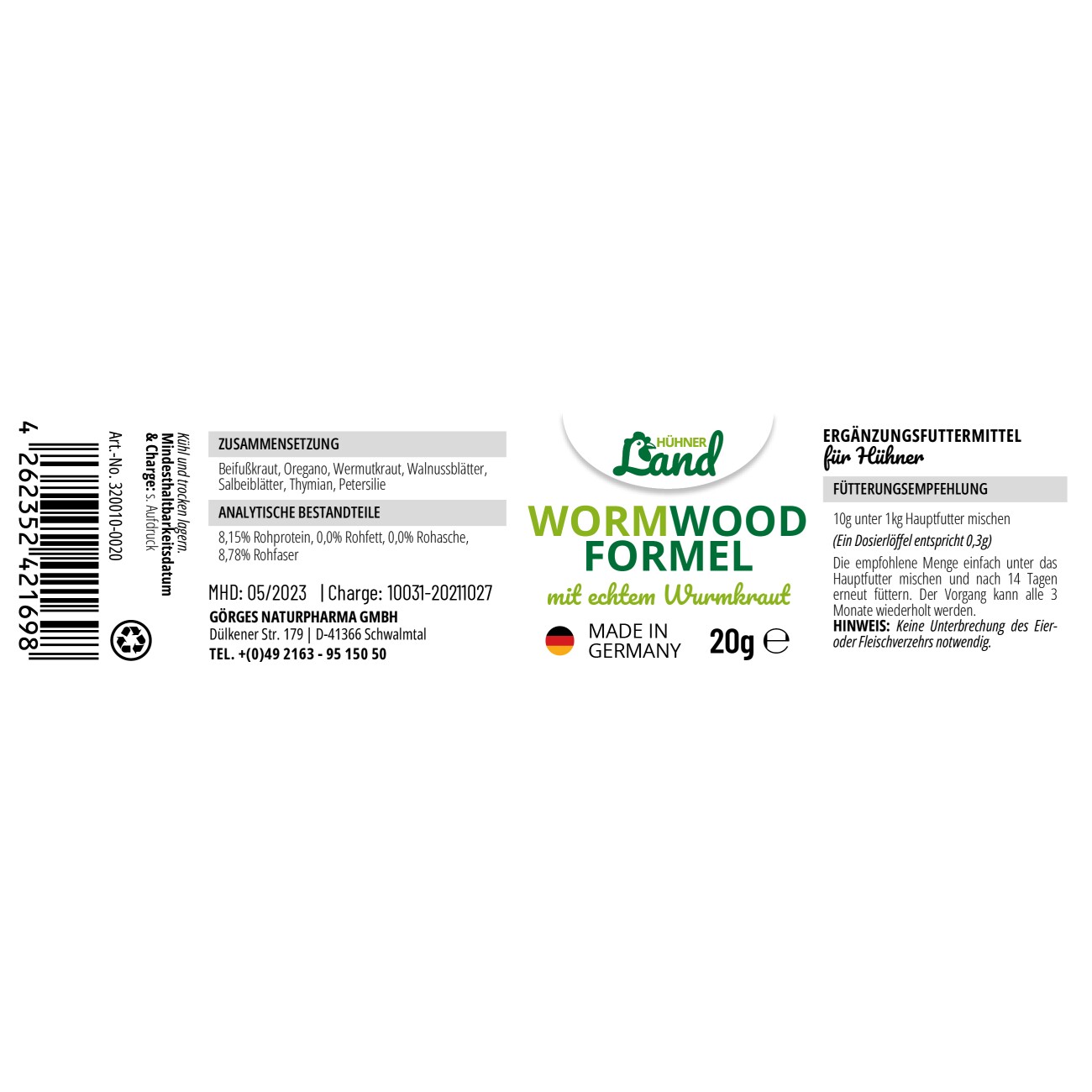 HÜHNER Land Wormwood Formel 20g