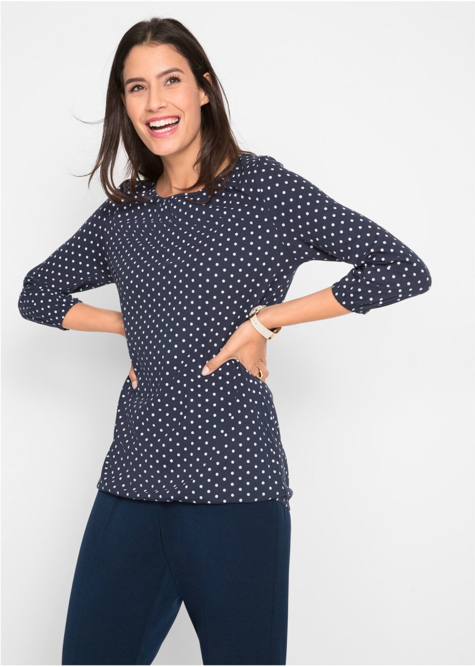 T-shirt encolure bateau à manches 3/4