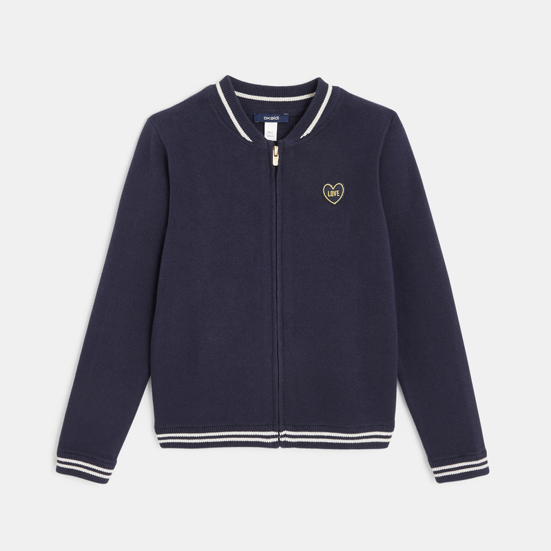 Teddy zippé en maille bleu fille