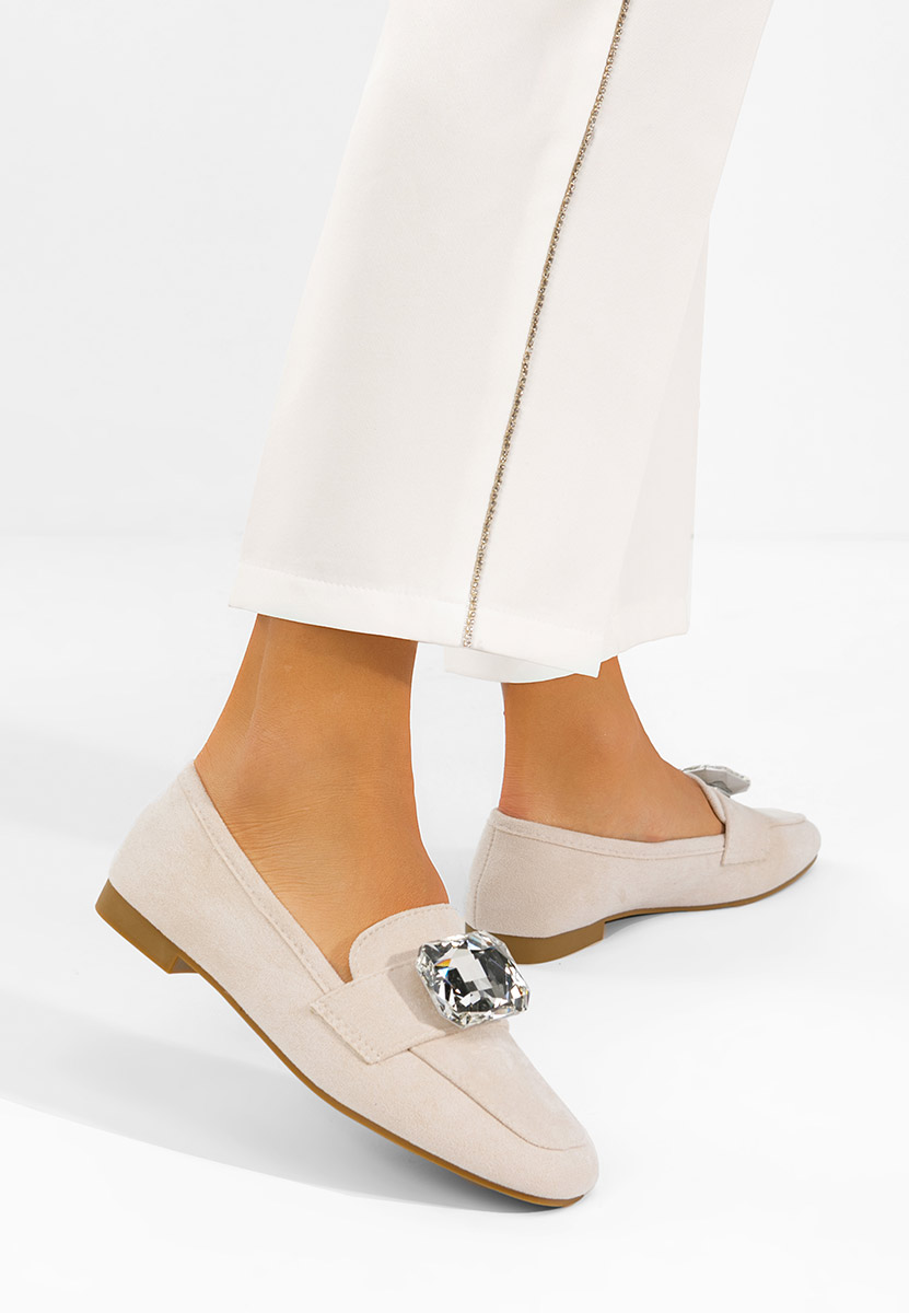 Mocassins en daim beige Olimia