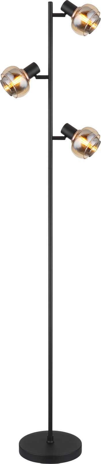 Stehleuchte - schwarz matt - rauchfarben - 154 cm