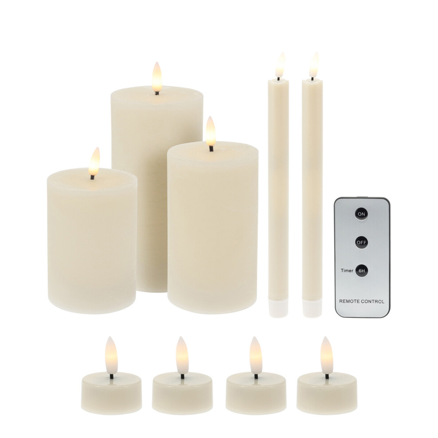 LED Kerzen Set 9-teilig elfenbeinfarben