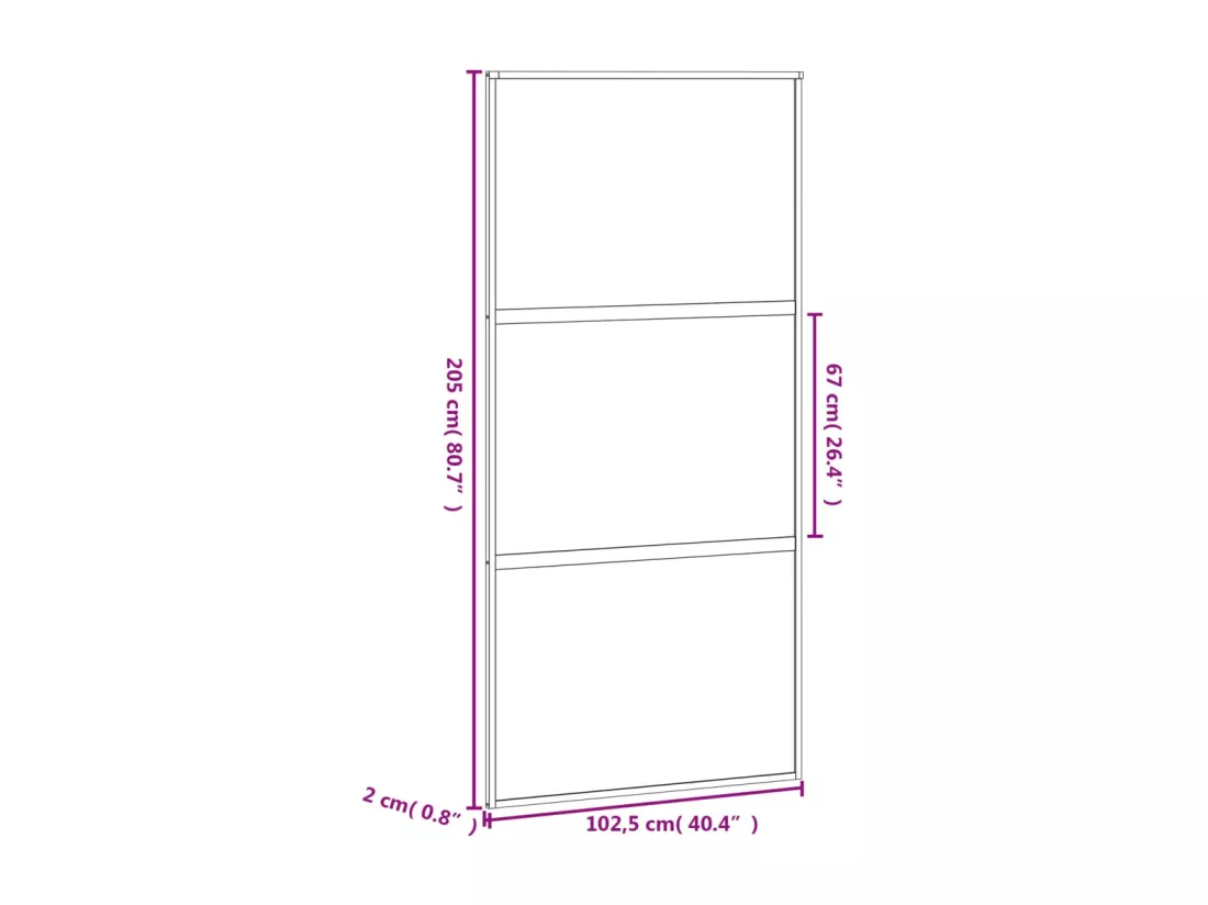 Porte coulissante noir 102,5x205 cm verre trempé aluminium