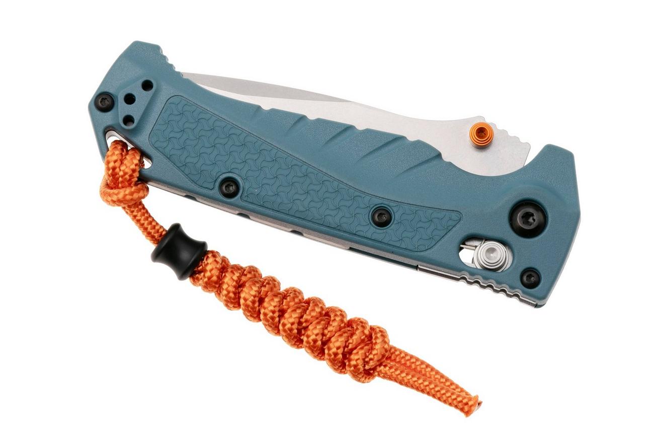 Benchmade Mini Adira 18065S CPM MagnaCut, Depth Blue Grivory, Serrated zakmes