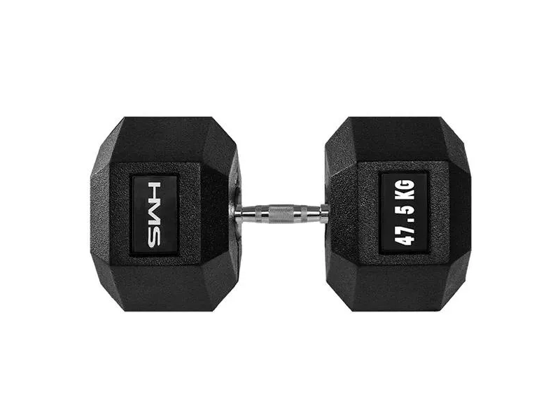 HMS Dumbbell Hex Pro black and silver 47.5 kg (17-66-130)
