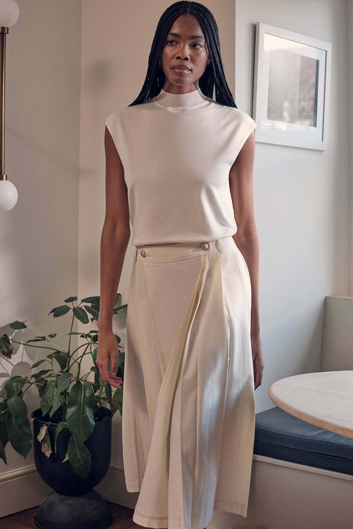 KarenMillen Débardeur en Maille à Col Montant Mélange Viscose