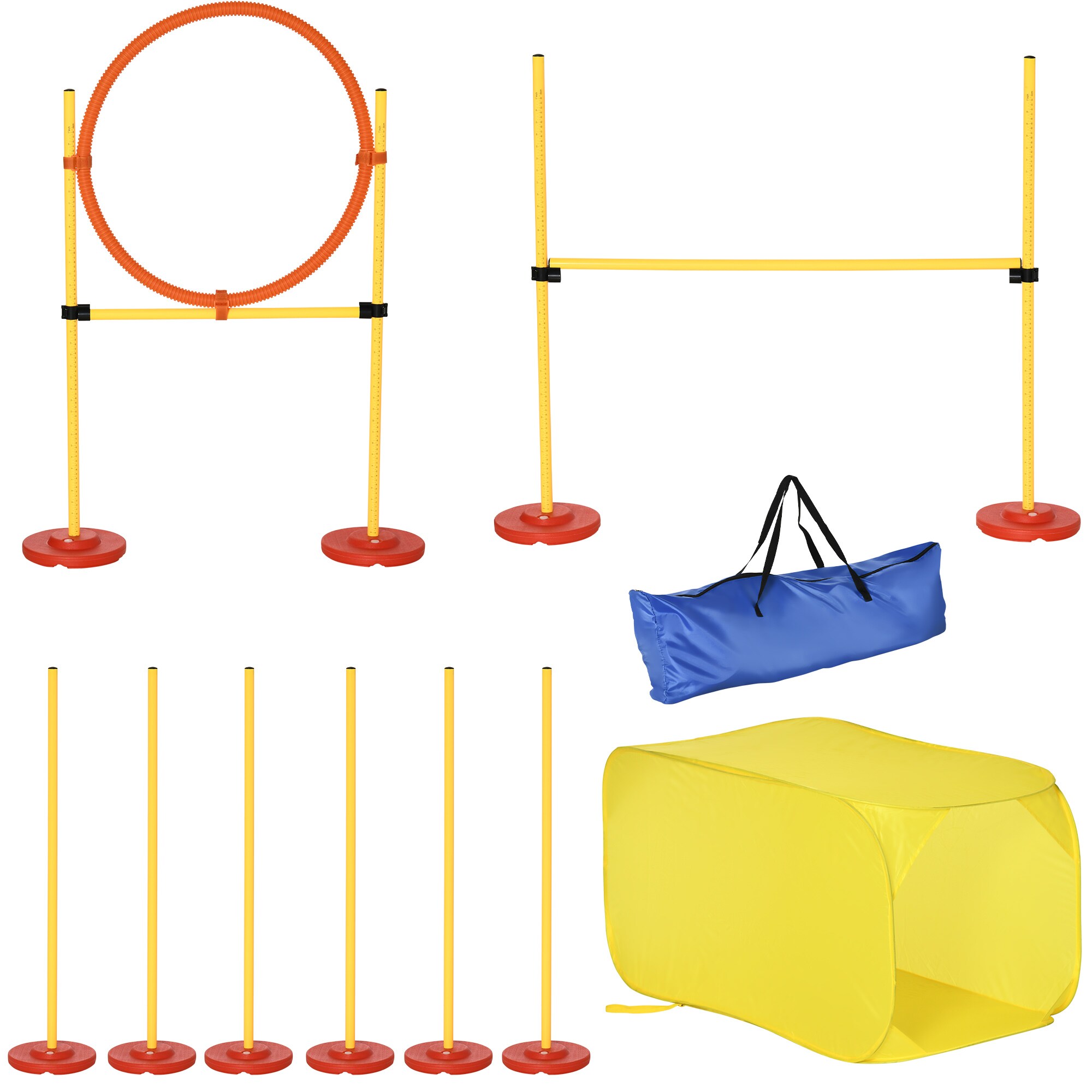 PawHut Agility Set für 4 verschiedene Trainingsvarianten gelb