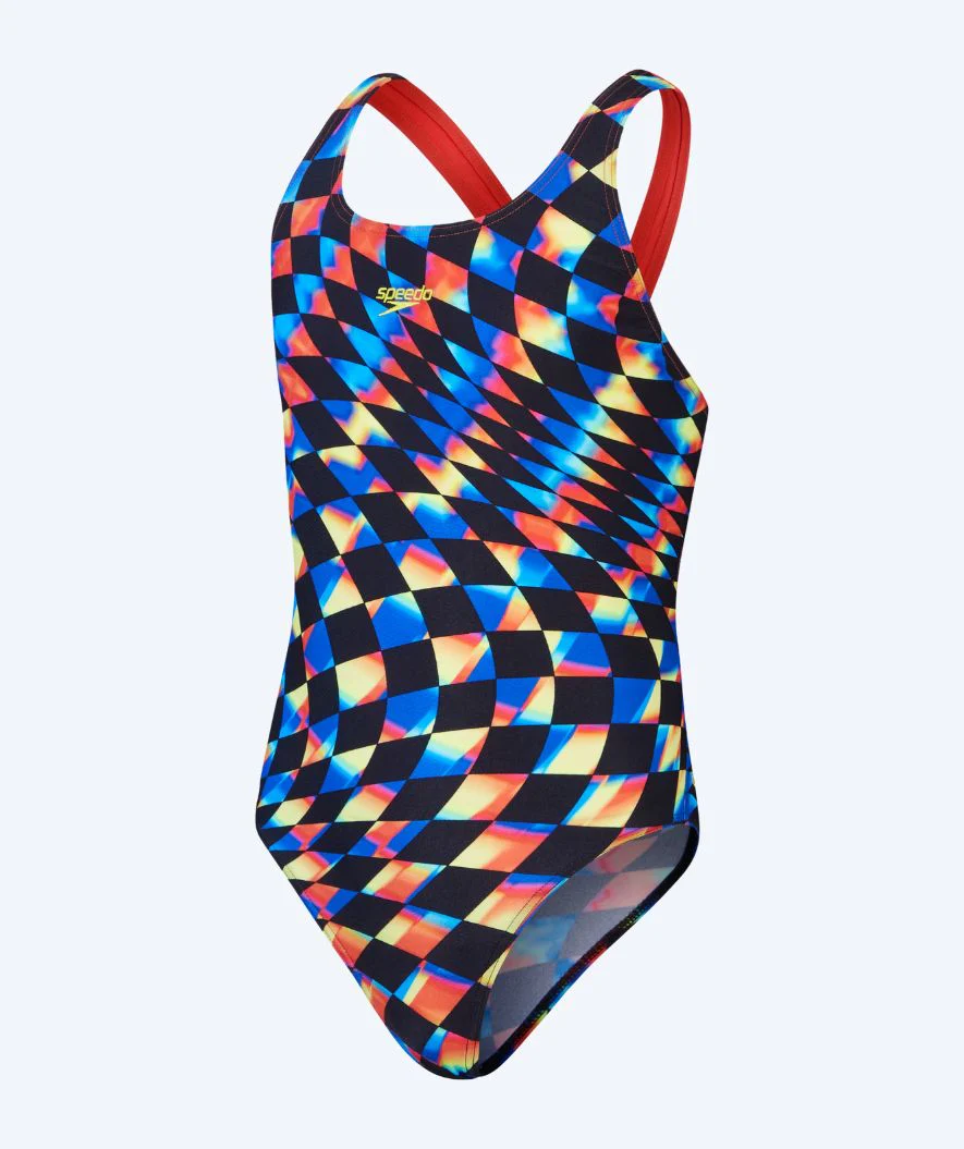 Speedo badedragt til piger - Allover Digital Leaderback - Sort/multi