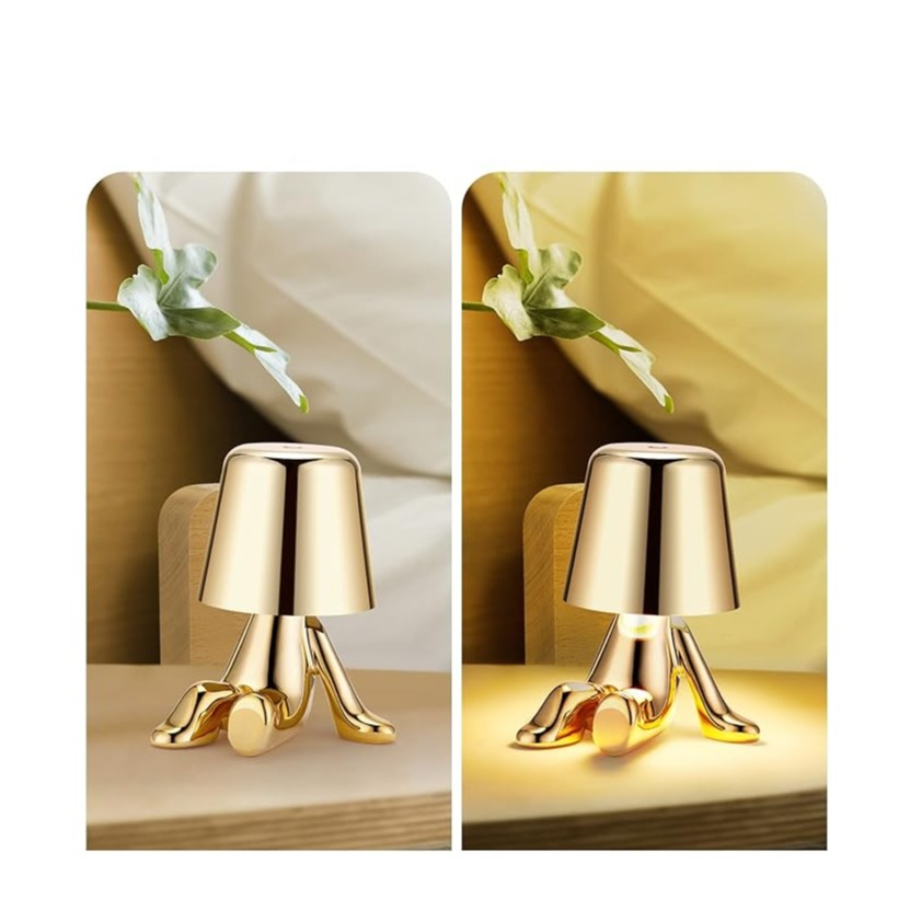 (16cm) LED Nachttisch Lampe Dimmbare Home Deko Akku Beleuchtung mit Touch Funktion - Chiller Männchen