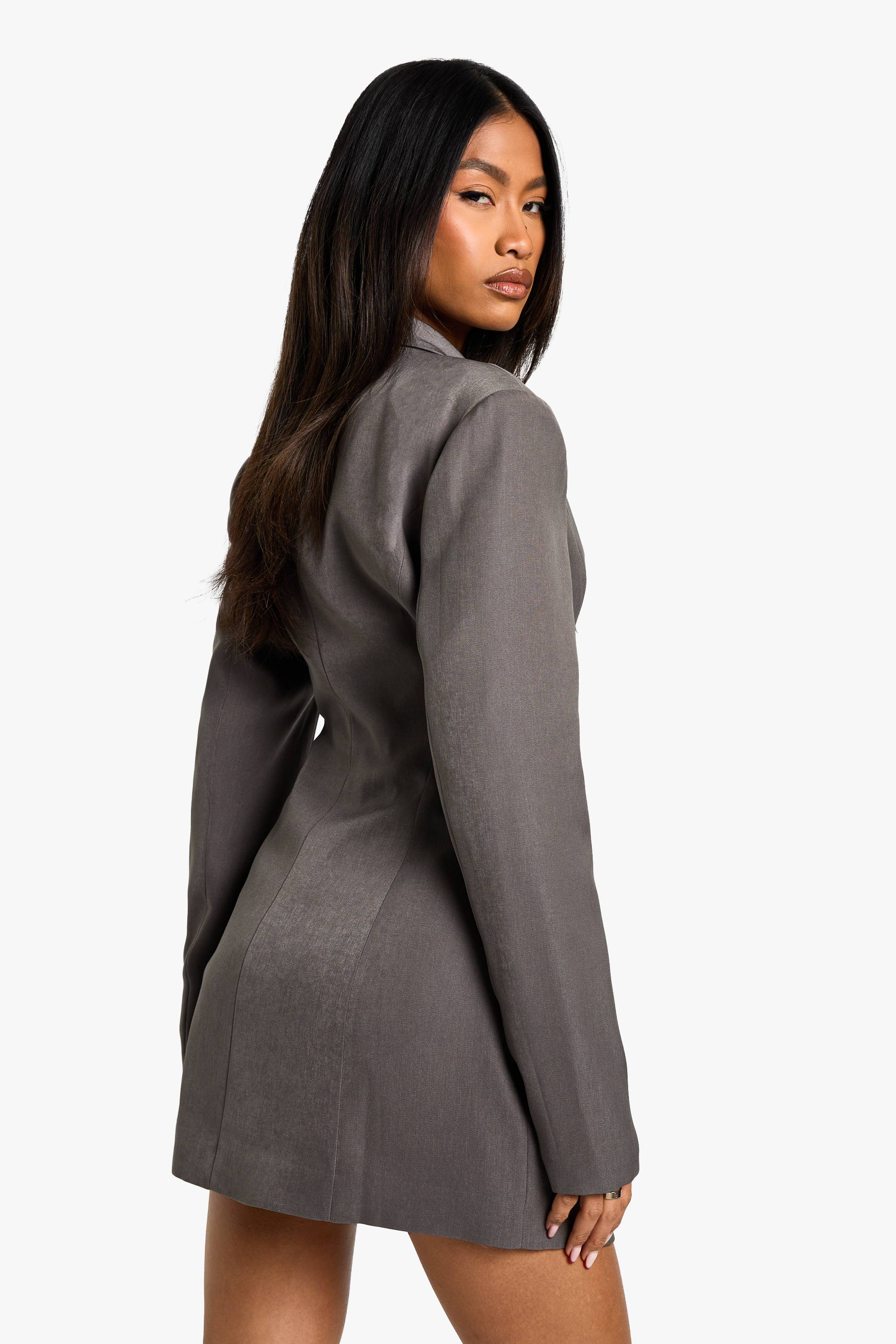 boohoo Tailored Structured Cinched Waist Blazer Dress