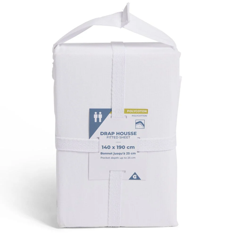 Drap housse 140x190cm polycoton blanc