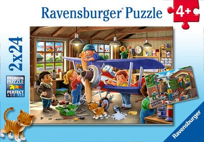 Ravensburger Airplane & Train Repairs Puslespill 2x24 Brikker