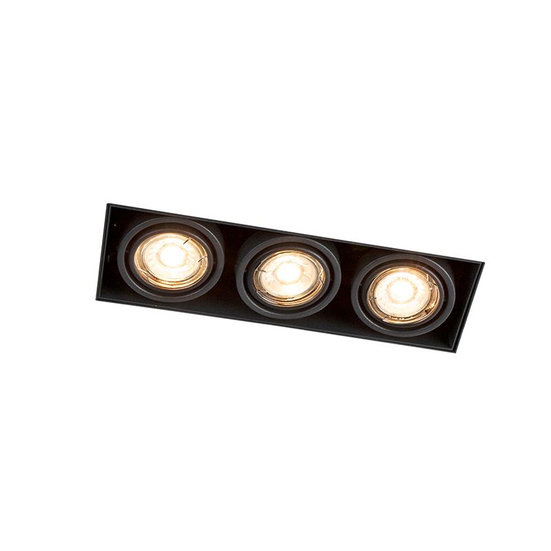Moderne smart inbouwspot zwart trimless incl. 3 GU10 Wifi - Oneon 3