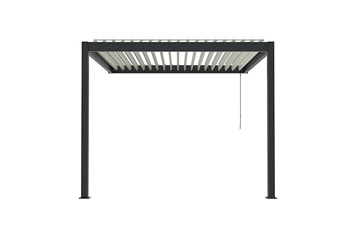 Pergola manuelle bioclimatique murale aluminium Cameo 3,14 x 3,11 m