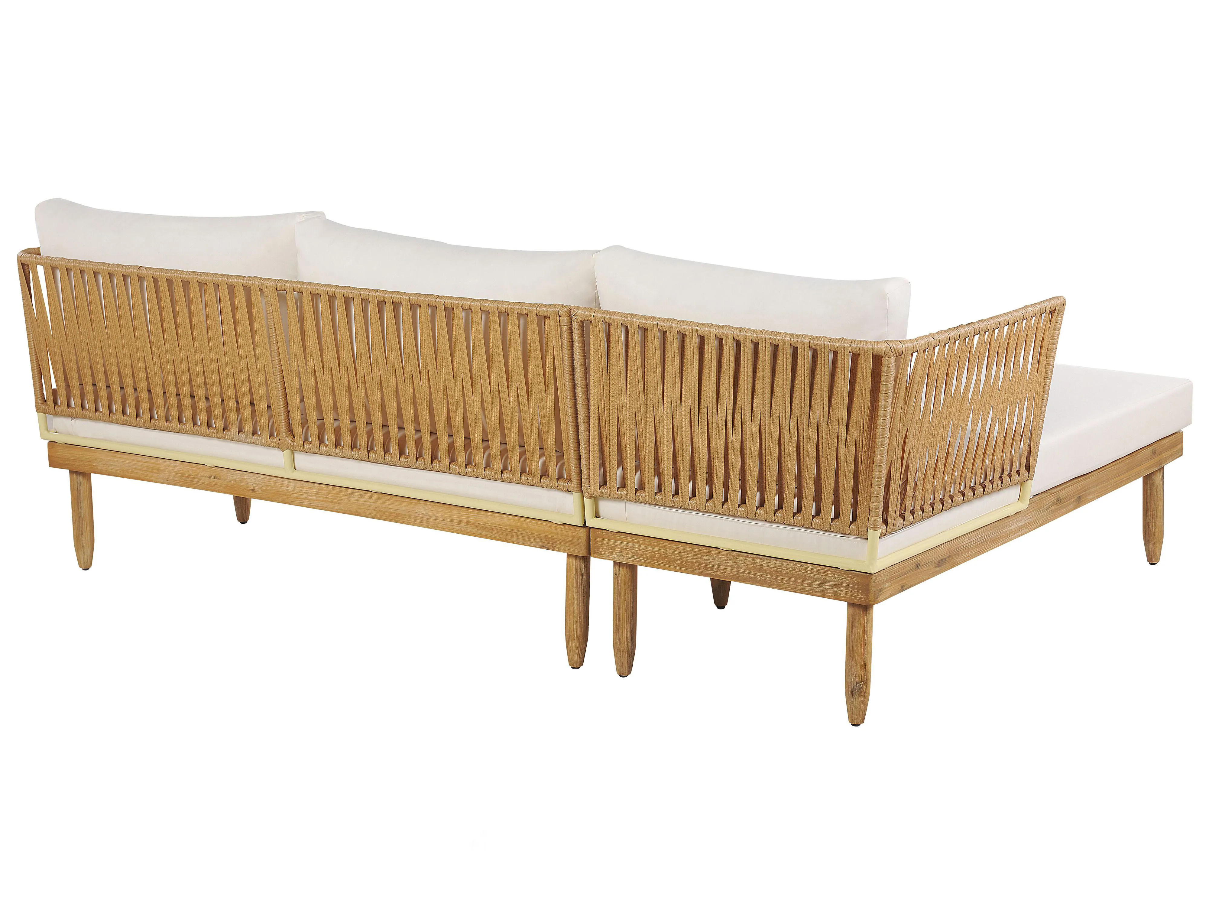 Loungeset met tafel 4-zits CREMONA rechtszijdig Acaciahout Gebroken wit