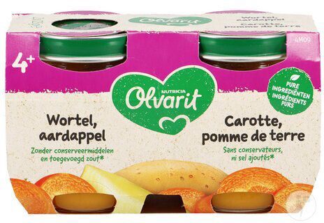 Olvarit Repas 4m+ Carotte/Pomme De Terre 2x125g
