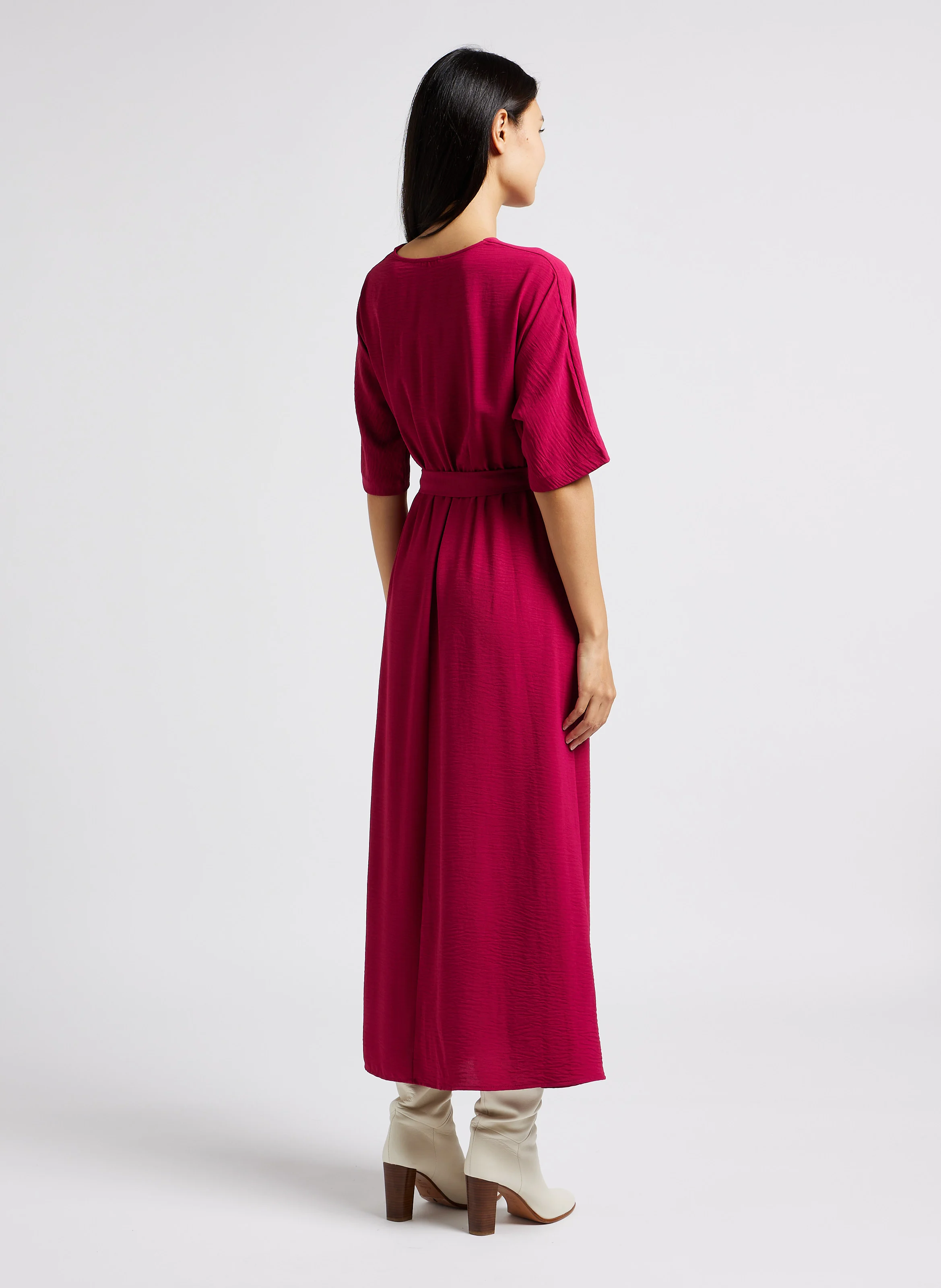 LAURA - Robe longue cache coeur| Rose