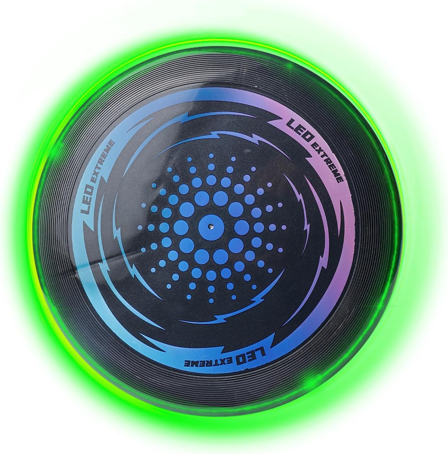 (Ø27cm) Leuchtender Frisbee Flying Disc Outdoor LED Wurfscheibe (inkl. 2x CR2016 Batterien) - Schwarz / Grün