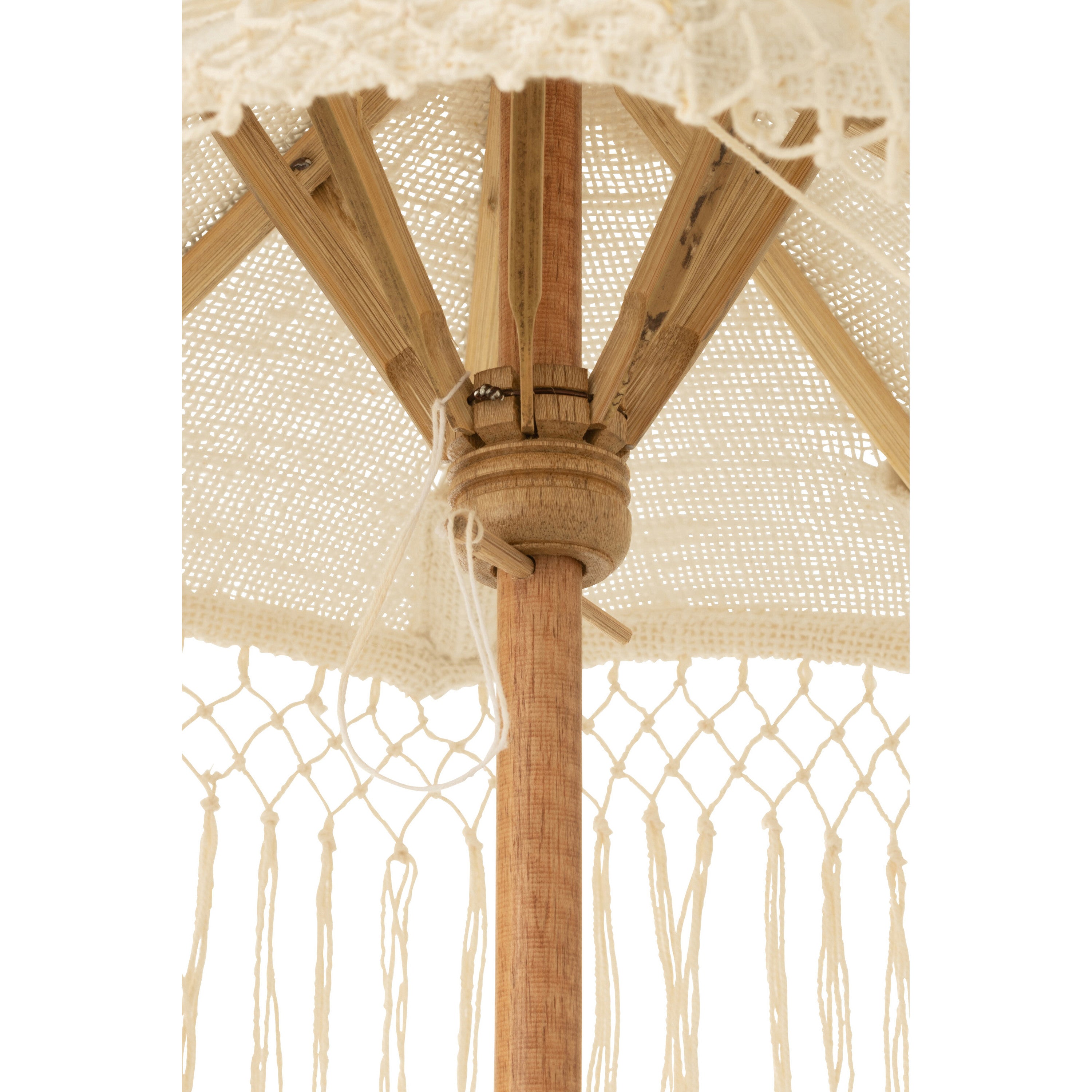 J-Line parasol Lang Franjes - hout - wit