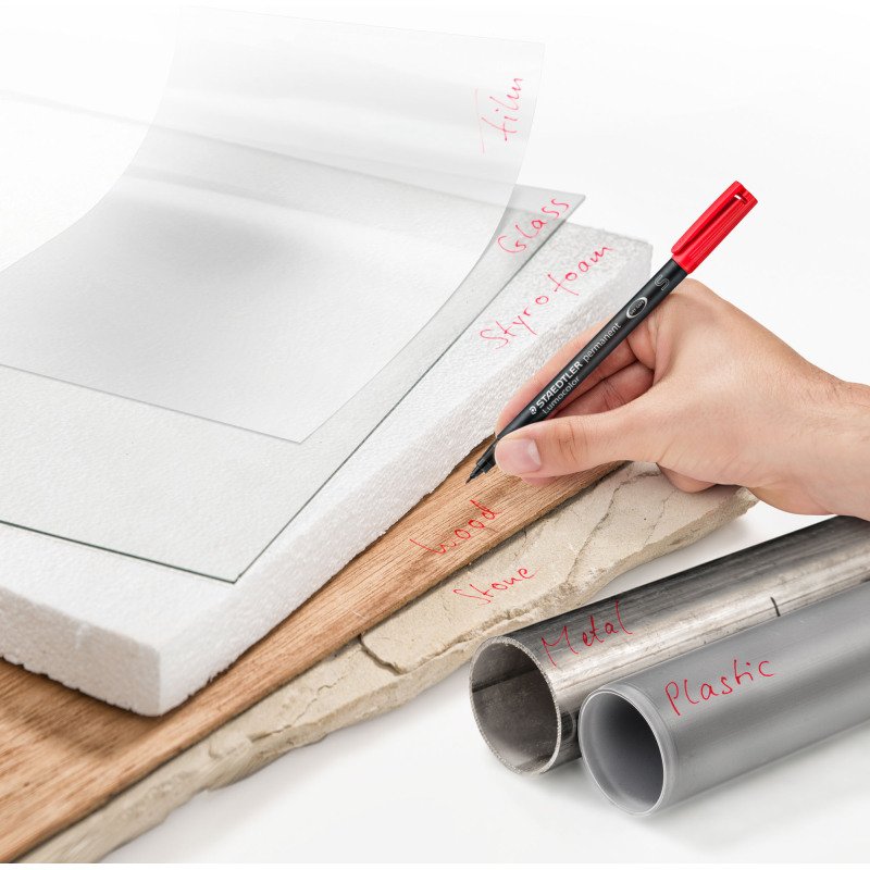 Stylo feutre Staedtler Lumocolor 313 S permanent pointe extra fine 0,4 mm - Pochette de 4 couleurs classiques