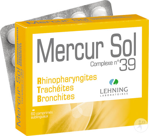 Lehning Mercur Sol Complexe N°39 Rhinopharyngite Maux De Gorge 60 Comprimés