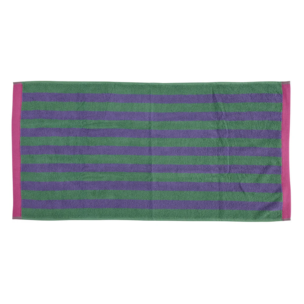 Bahne Interior  Stripe håndklæde, grøn/lilla/pink - 50x100 cm.