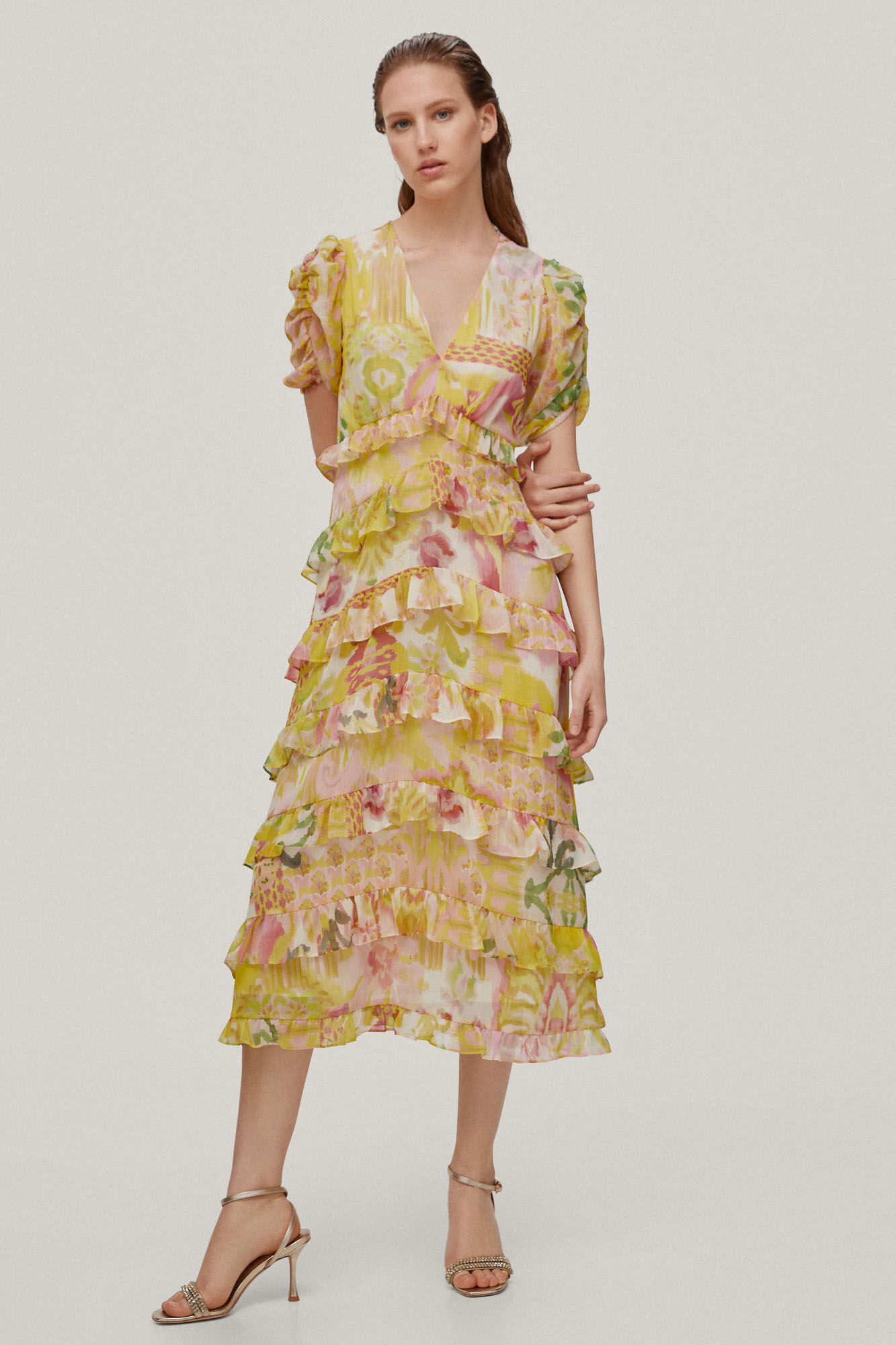 Vestido vaporoso com babados - Verde