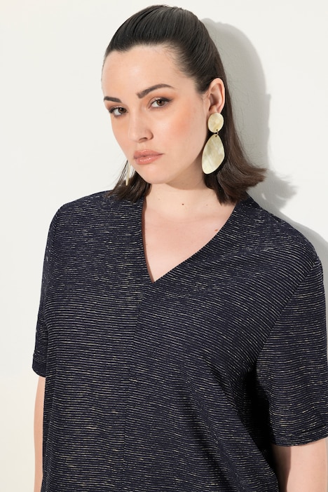 Sweatshirt, Struktur, V-Ausschnitt, Halbarm