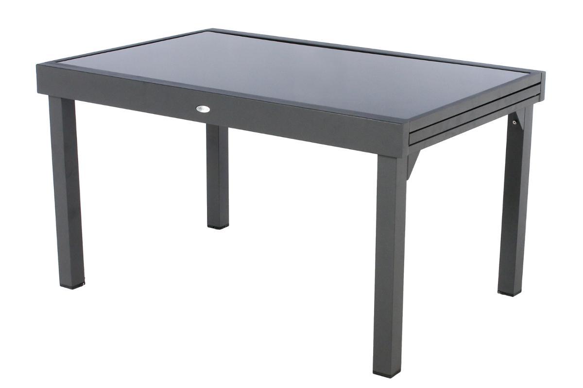 TABLE PIAZZA EXTENSIBLE VERRE GRAPHITE 10 PLACES