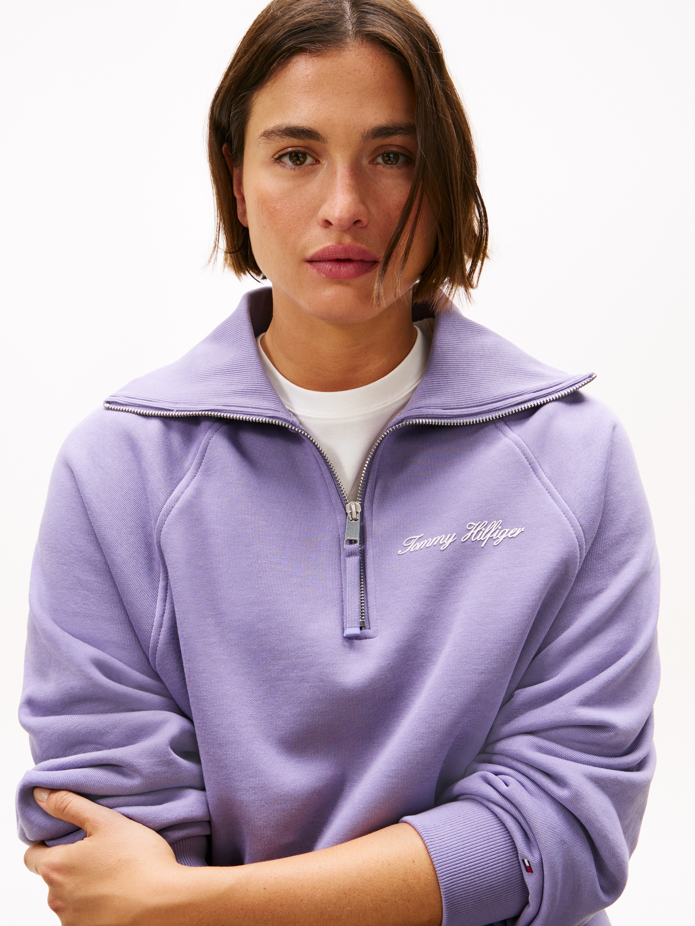 Tommy Hilfiger Curve Sweatshirt »CRV CLASSIC SCRIPT FLEECE 1/2ZIP«, in grossen Grössen