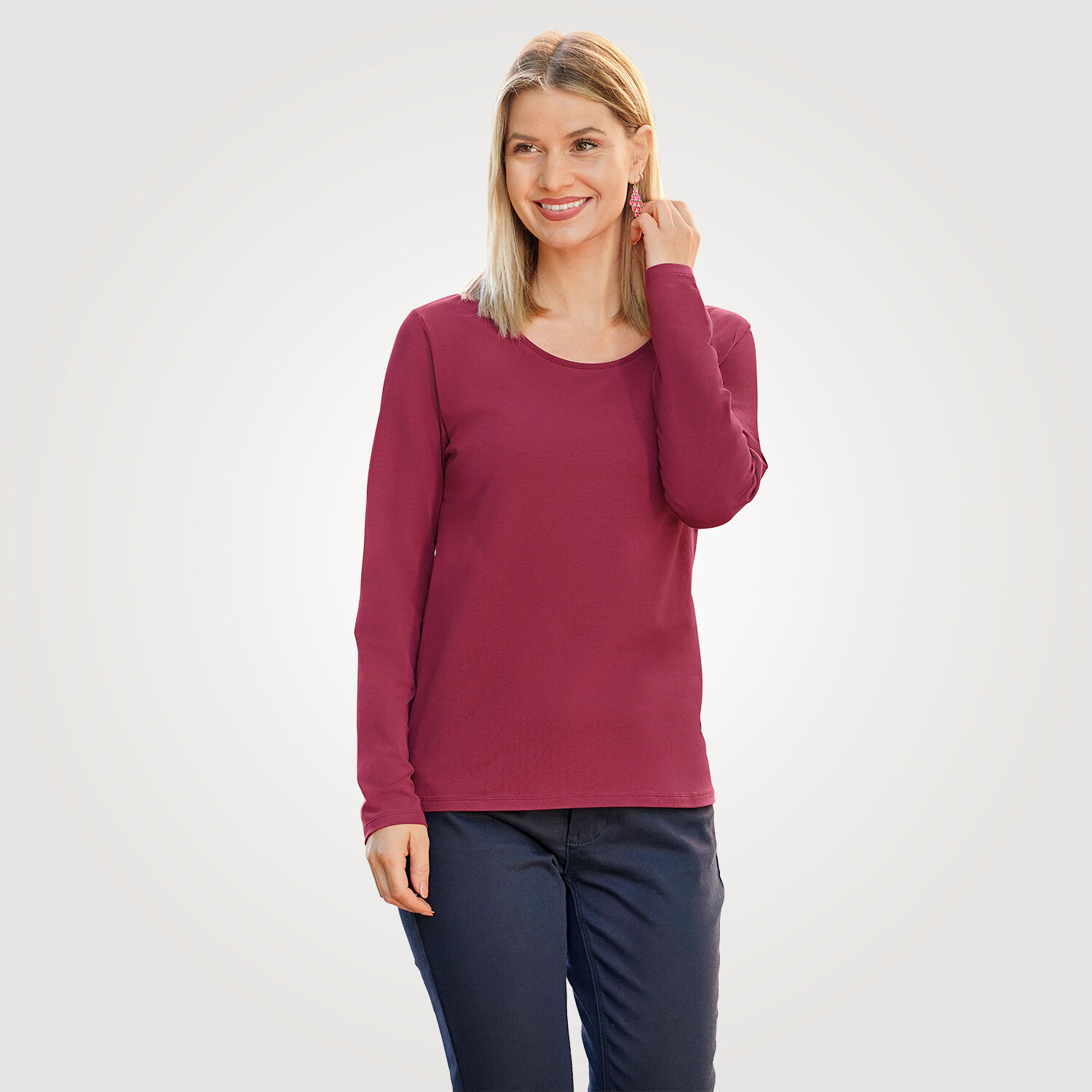 Basic Langarm-Shirt uni