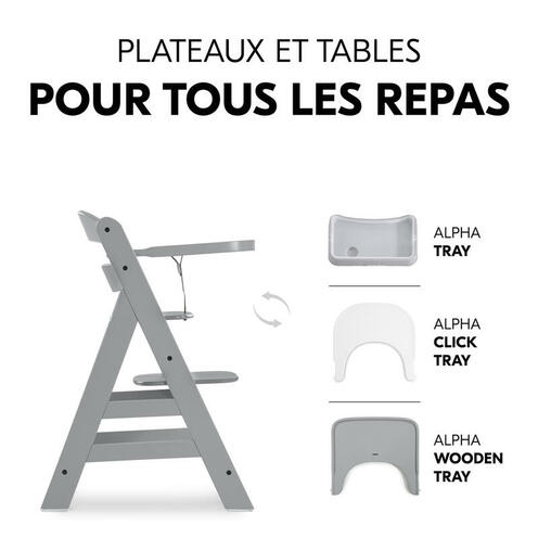 Chaise haute Alpha+ - Gris - HAUCK