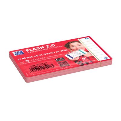 Oxford FLASH 2.0 - Pack de 32 cartes - A7 - ligné - rouge
