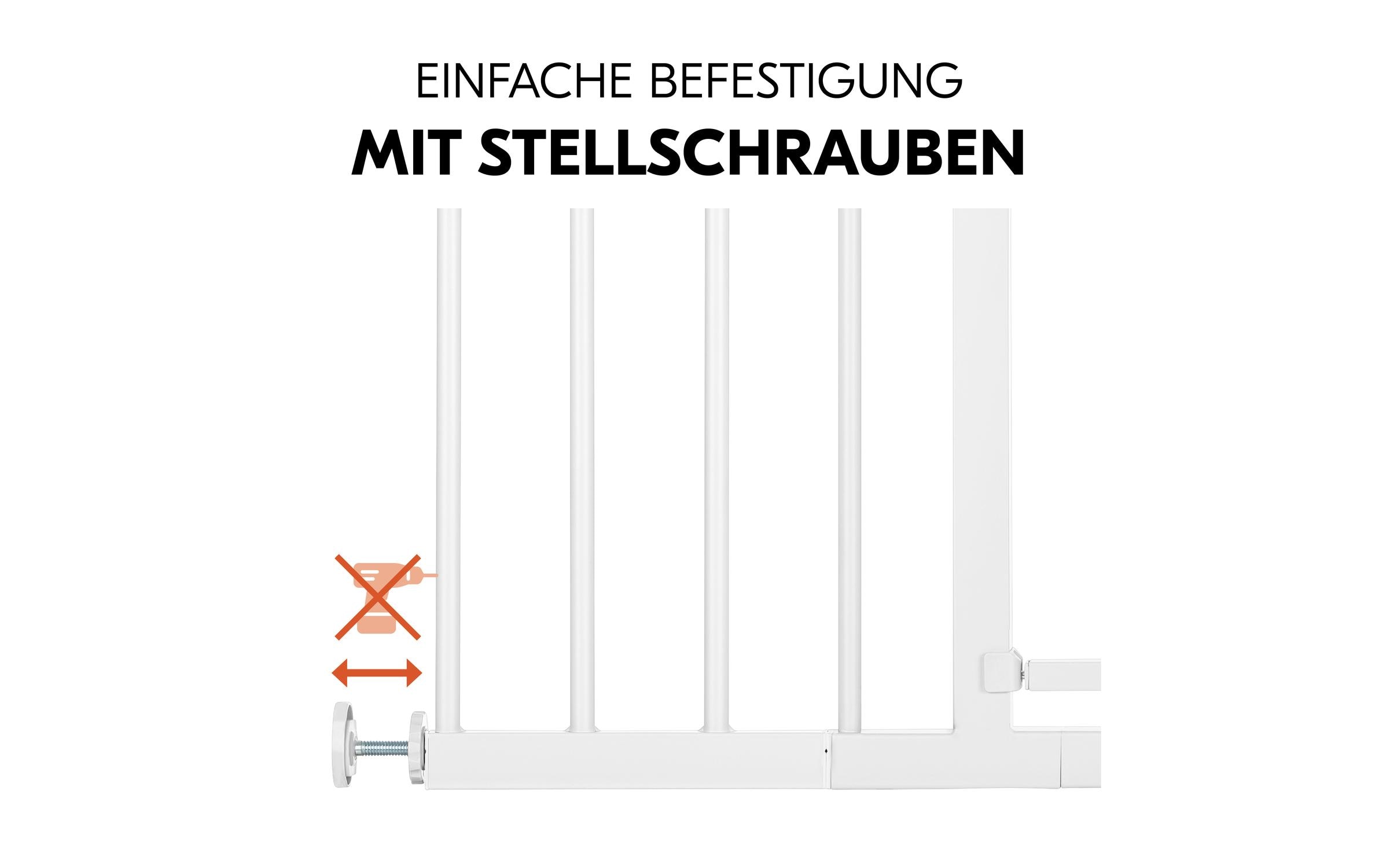 Türschutzgitter Open N Stop 2 Set +21 cm WeissPraktisches, manuell schliessendes Tür- und Treppenschutzgitter-Set