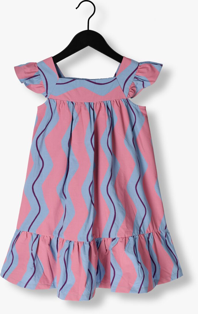 Jelly Mallow roze jelly mallow midi jurk wave stripe dress