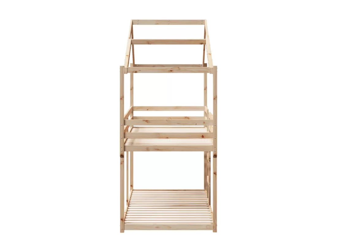 Lit superposé avec toit 75x190 cm bois de pin massif