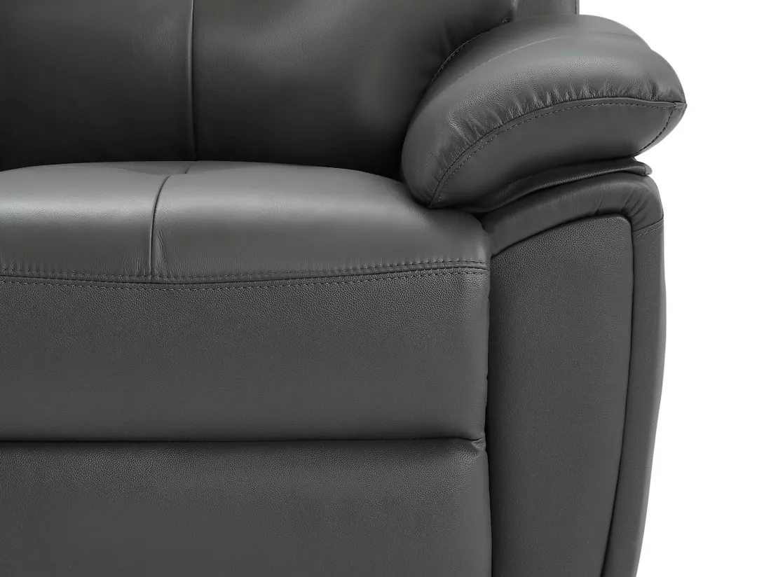 Canapé 3 places et fauteuil relax en cuir gris VINETA