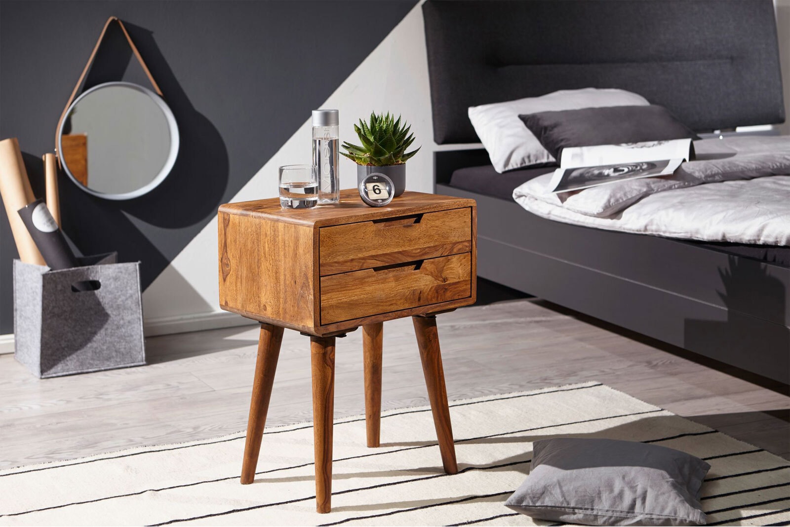 Nachttisch Mako Massivholz braun