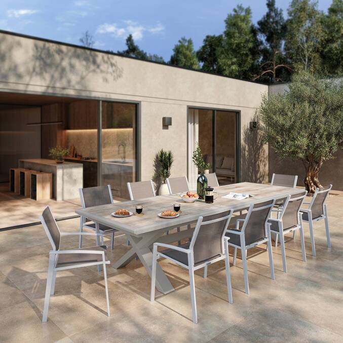 Fauteuil de jardin empilable AXIOME Noisette & Blanc