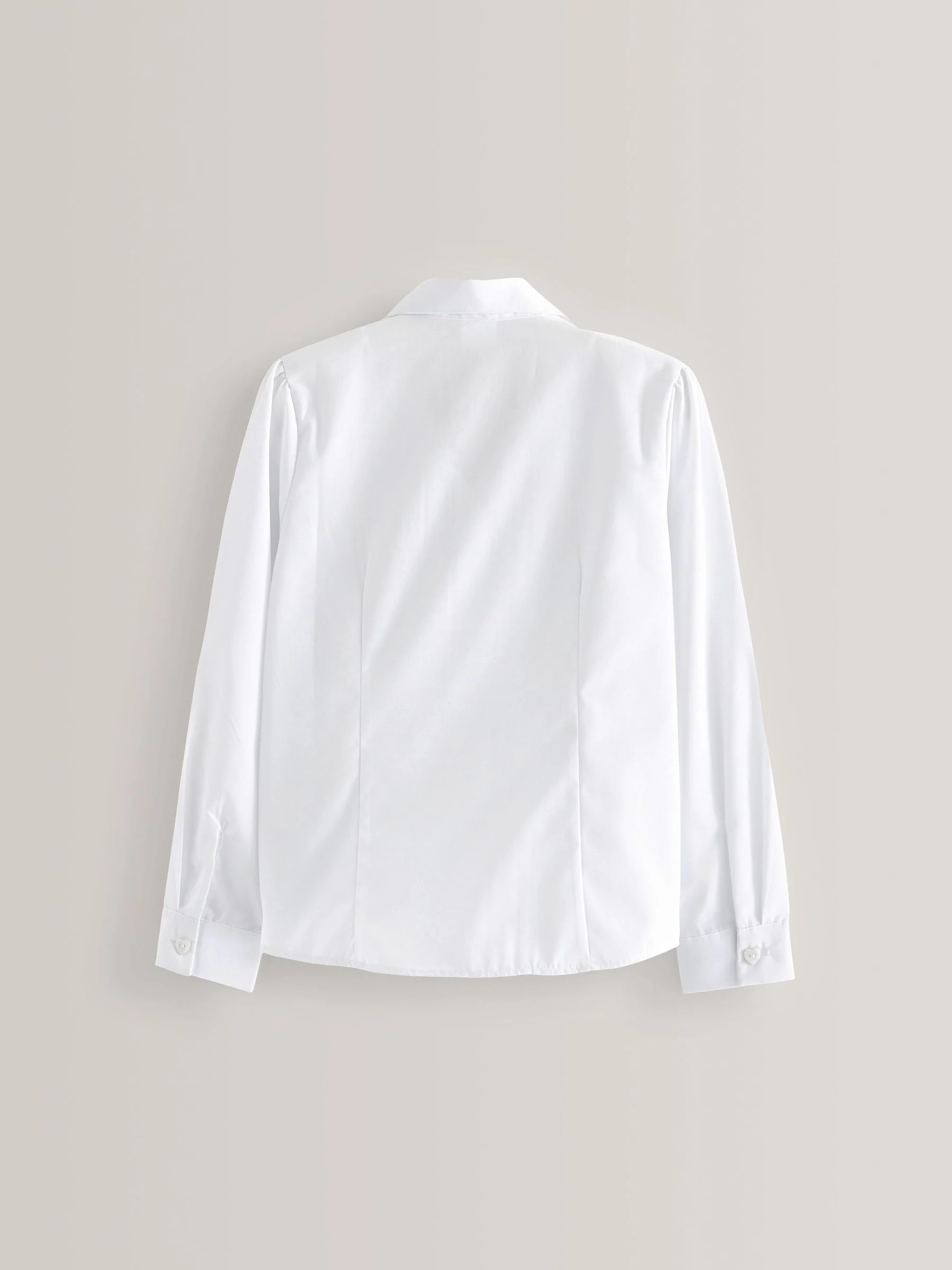 Wit - Schoolblouse met lange mouwen en kantafwerking (3-14 jr)