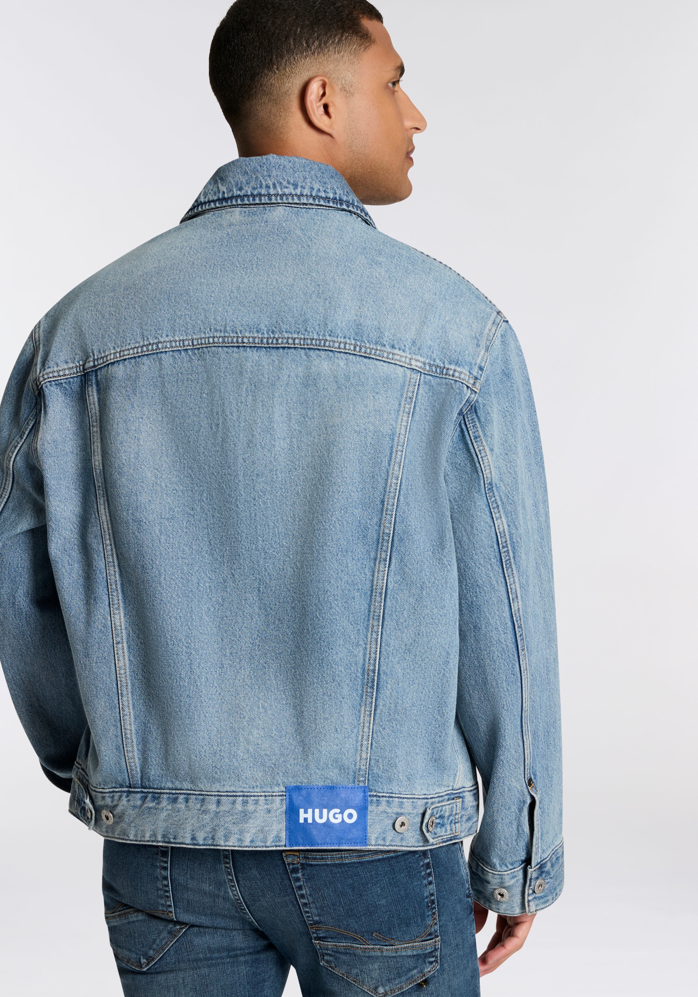 HUGO Blue Jeansjacke »Kirkby« loose fit, Stone-washed-Effekt