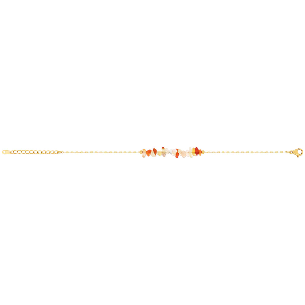 Bracelet acier doré agates oranges 20 cm