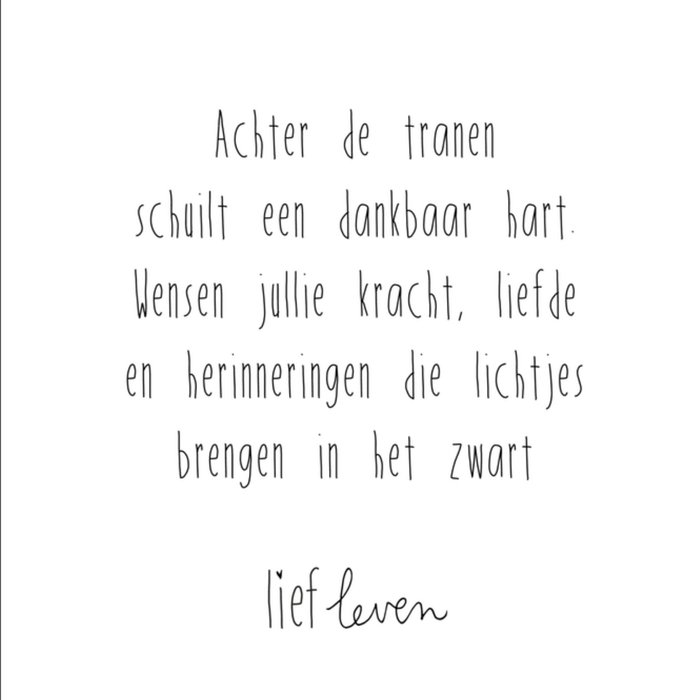 Lief Leven | Condoleancekaart | alle kracht